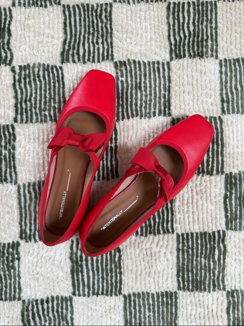 INTENTIONALLY BLANK London Leather Red Bow Square Toe Mary Jane -SOLD